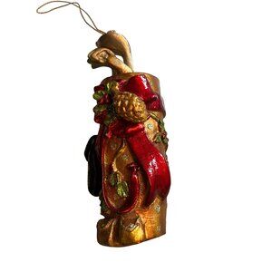 Golf Bag Christmas Ornament With Clubs & Festive Details